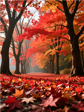 秋天红色枫叶落满地摄影图片